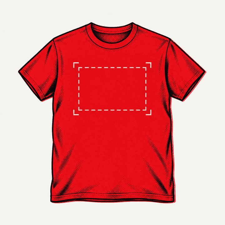 ภาพจำลองตำแหน่งสกรีนบนเสื้อ
