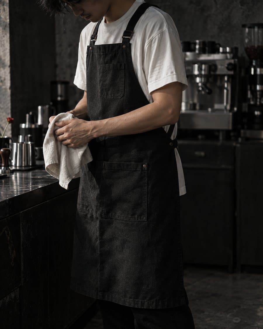 รับผลิตผ้ากันเปื้อน — ผ้ากันเปื้อนร้านอาหาร คาเฟ่ ผ้าแคนวาส พร้อมสกรีน