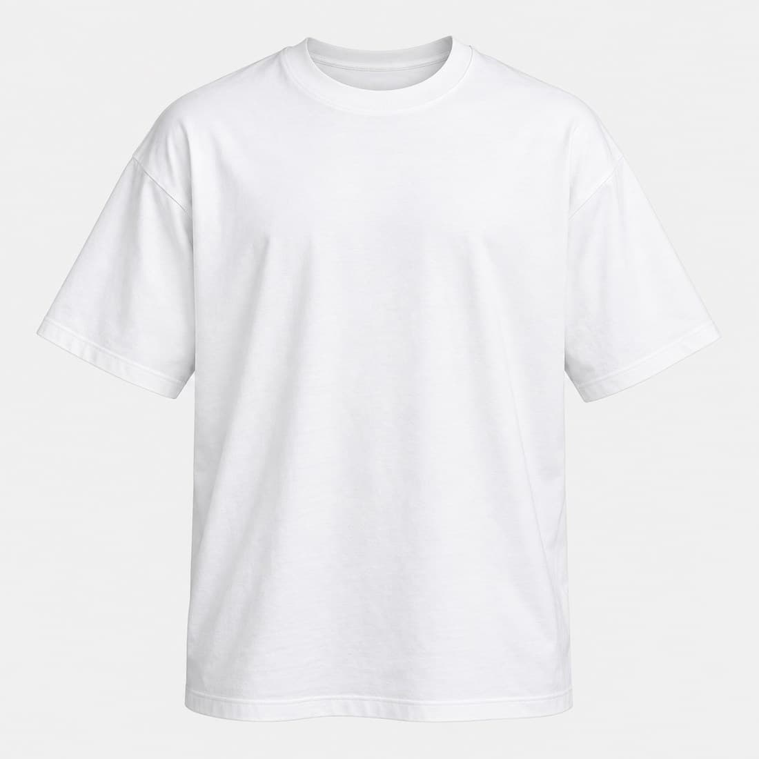 รับผลิตเสื้อยืดคอกลมโอเวอร์ไซซ์ สีขาว ด้านหน้า โดยโรงงานธนาพลัส