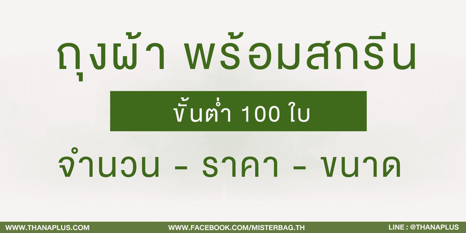 ทรงกระเป๋า : พร้อมจำนวน ราคา และขนาด