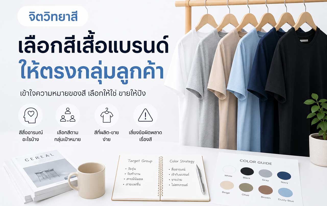 เลือกสีเสื้อแบรนด์ยังไงให้ตรงกลุ่มลูกค้า เข้าใจจิตวิทยาสีก่อนผลิตและขาย1