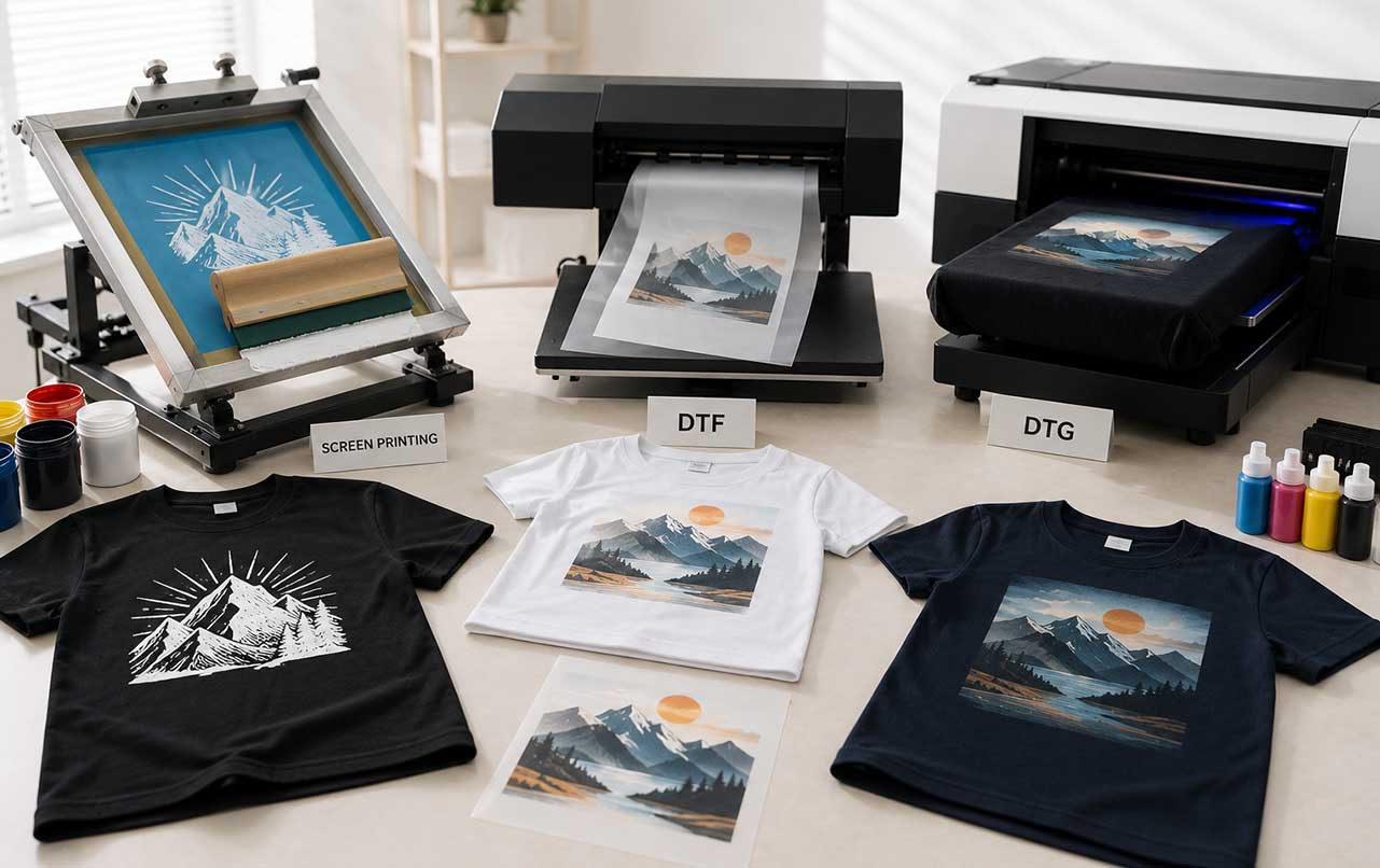 สกรีนเสื้อจำนวนน้อยใช้เทคนิคไหนดี DTF DTG งานสกรีนแบบไหนคุ้มที่สุด1